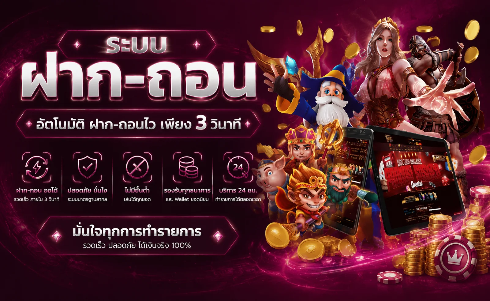 ระบบฝากถอนออโต้ ROXY BET รวดเร็วภายใน 30 วินาที